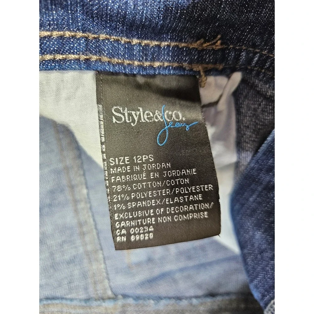 Style & Co Jeans Womens 12PS Petite Short Dark Wash Natural Fit Straight Leg